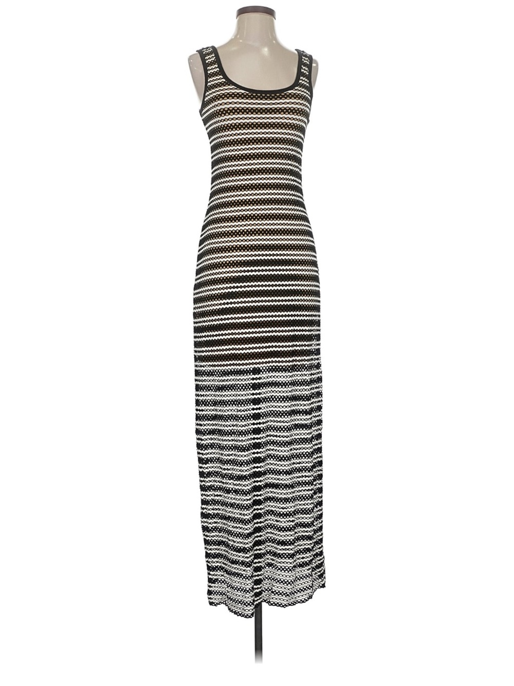 Bailey44 Black and White Striped Sleeveless Maxi Dress